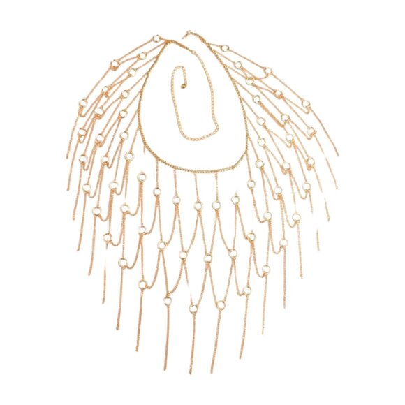 Women Gold Metal Chain Circle Rings Skirt Long Tassel Sexy Belt High Waist S M - Picture 12 of 17